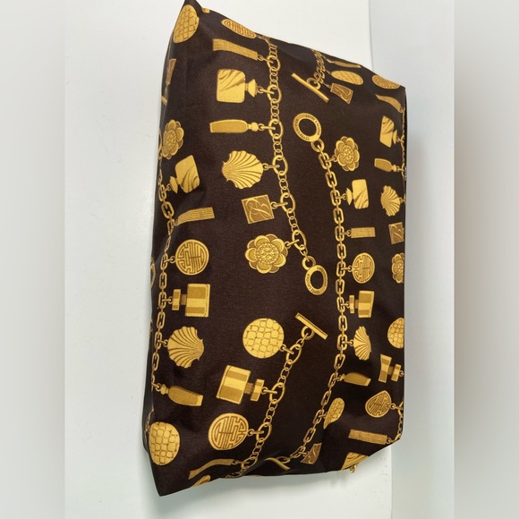 Estee Lauder Brown and Gold Cosmetic Makeup Bag New Gold Chain Bracelet Design. - Picture 3 of 5